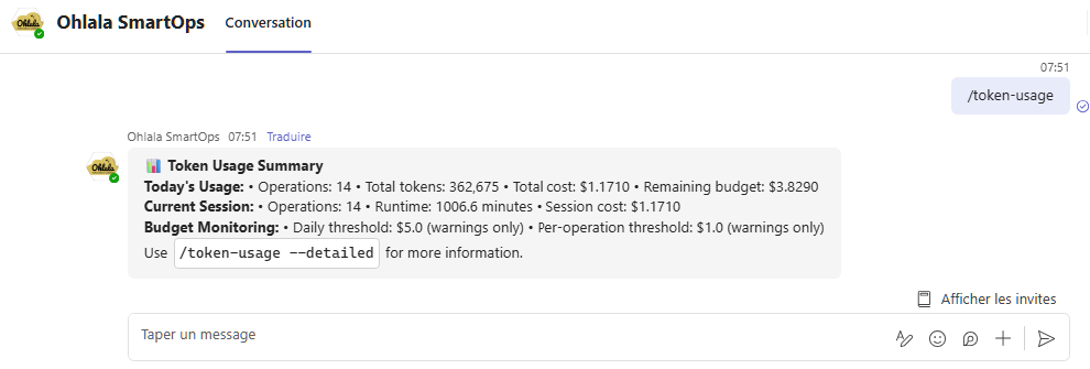 Token usage command showing AI usage analytics and cost breakdown