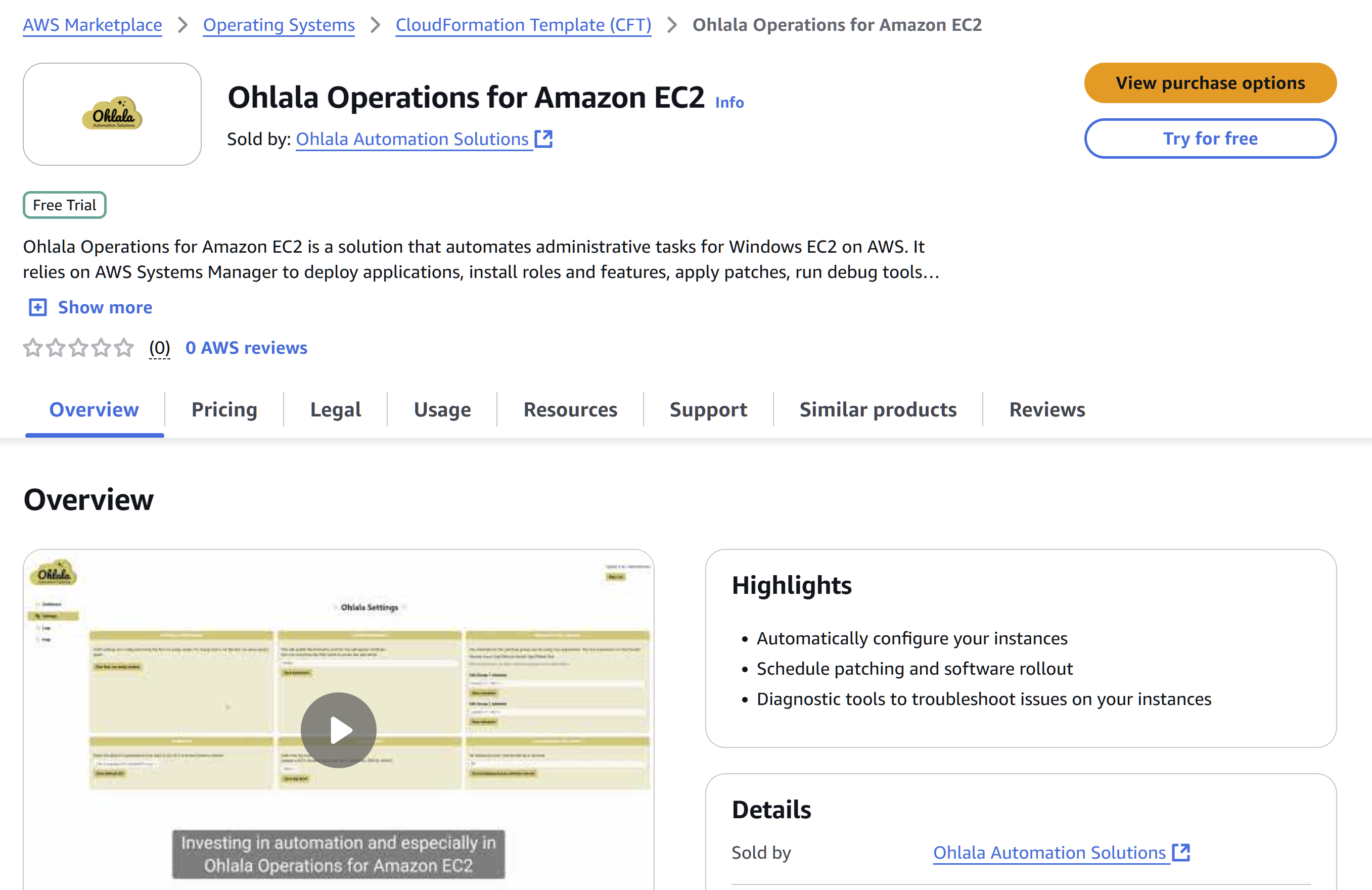 Ohlala Operations for Amazon EC2 on the AWS marketplace