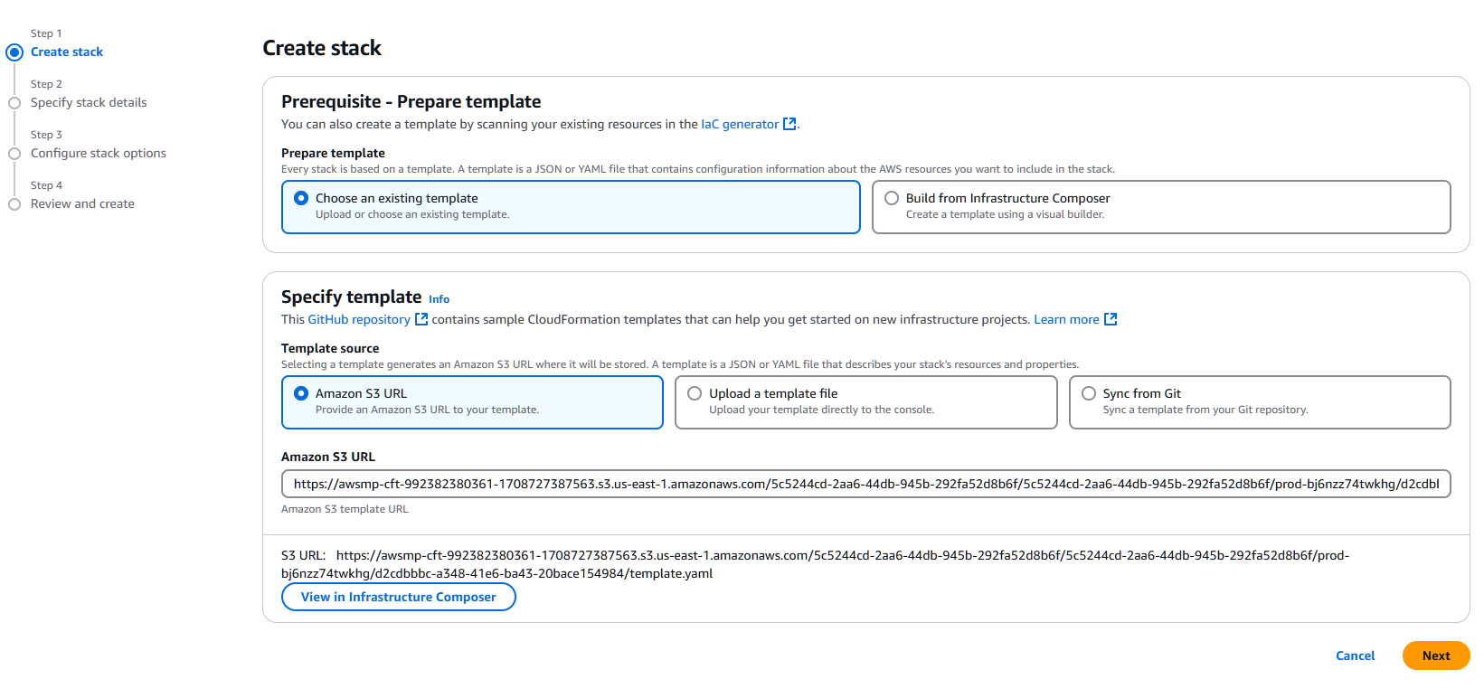 Cloudformation template