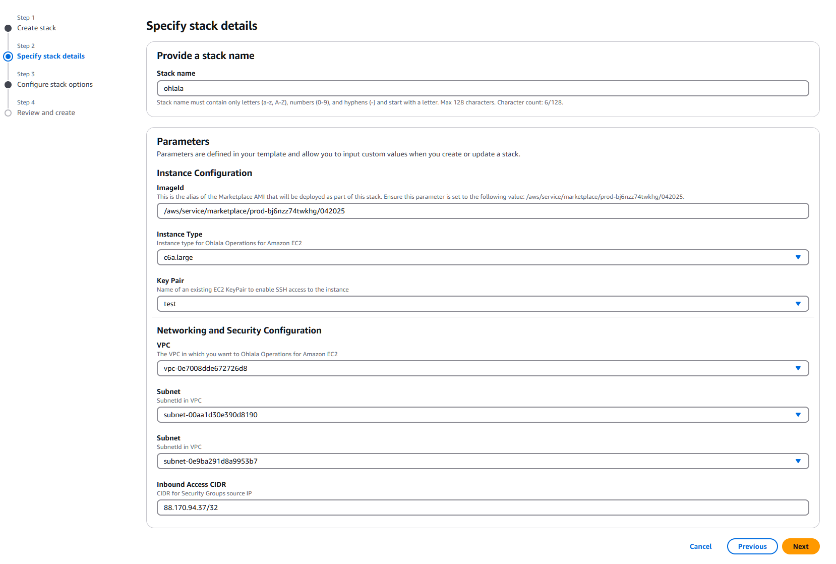 Cloudformation parameters