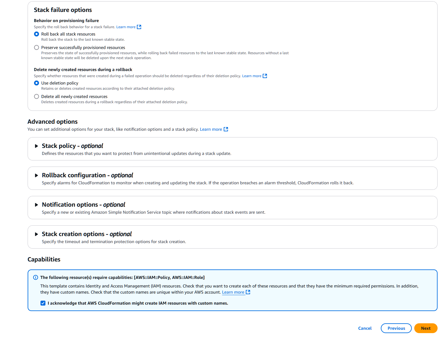 CloudFormation IAM acknowledgement