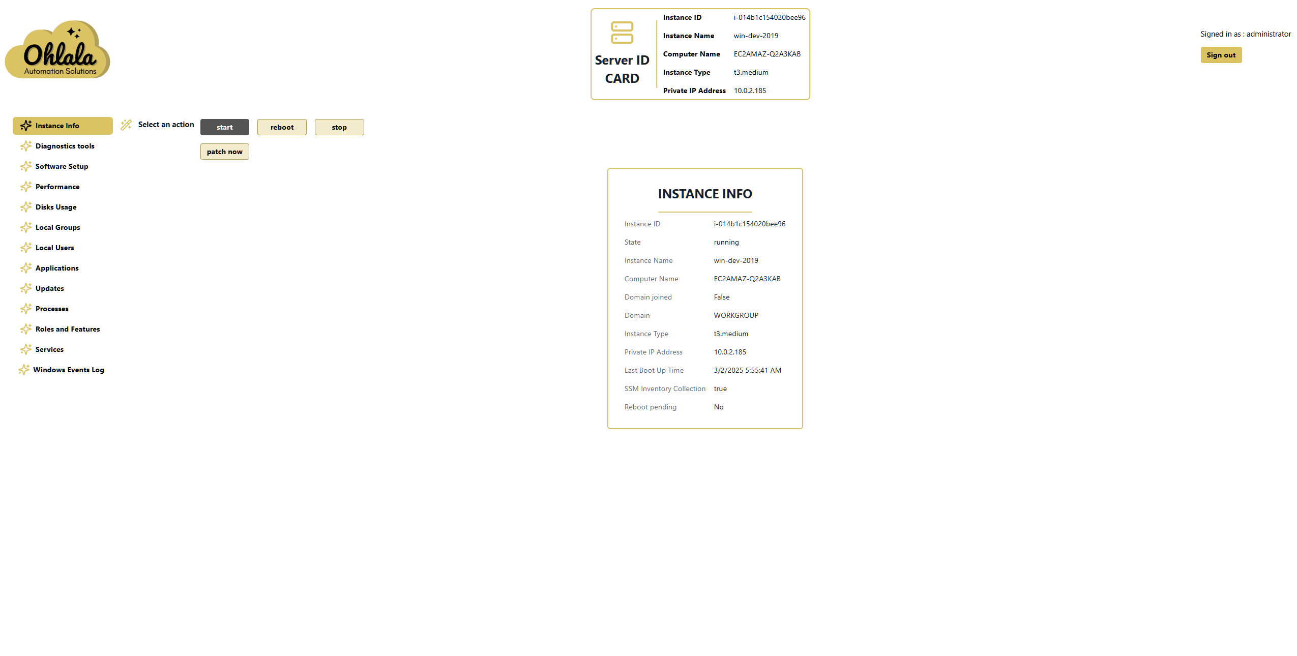 Instance informations